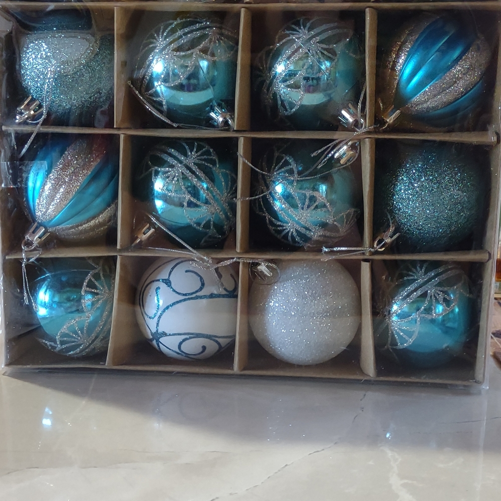 Shimmering Blue and Silver Holiday Ornament Collection